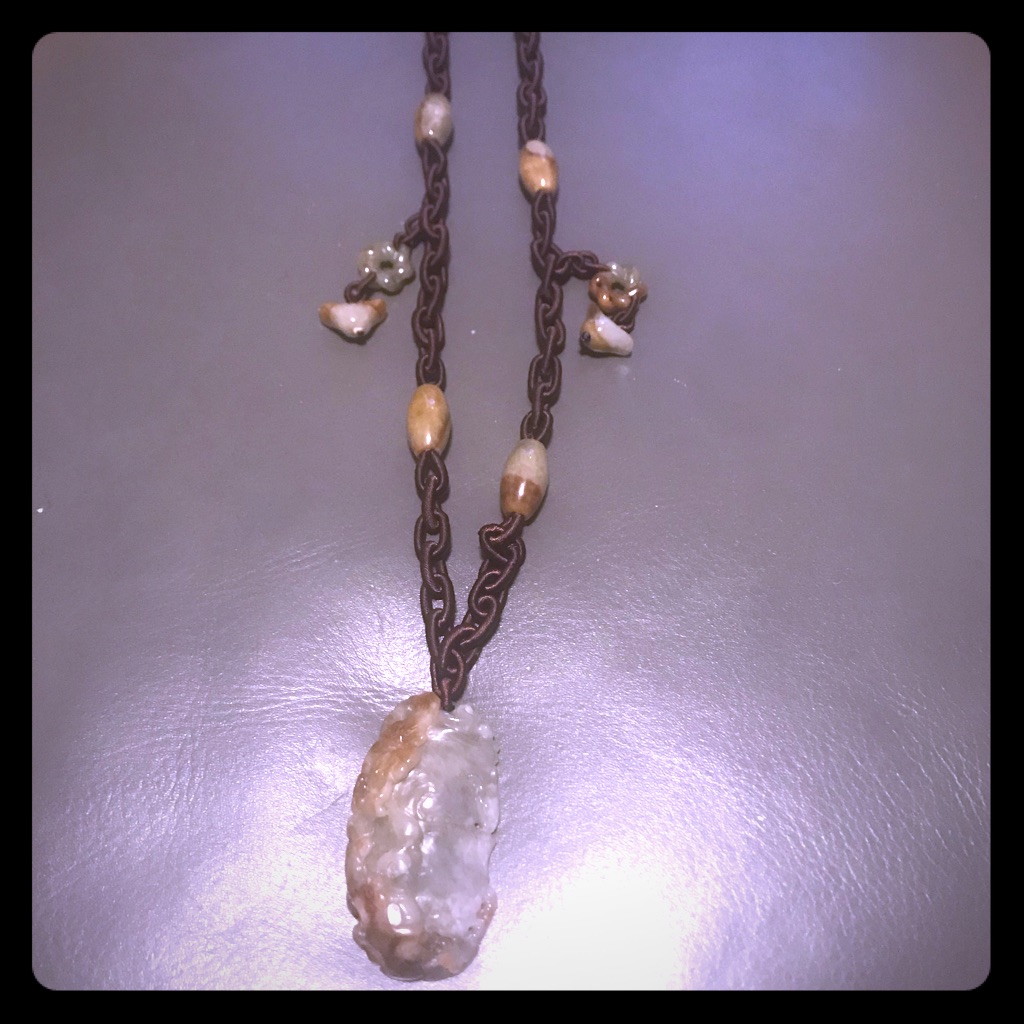 Agate Stone Rope Link Necklace Brand New